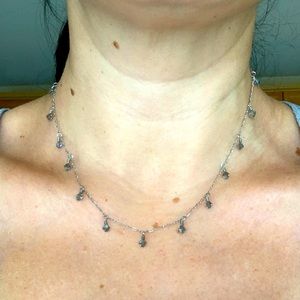 Silver gray jewel choker necklace